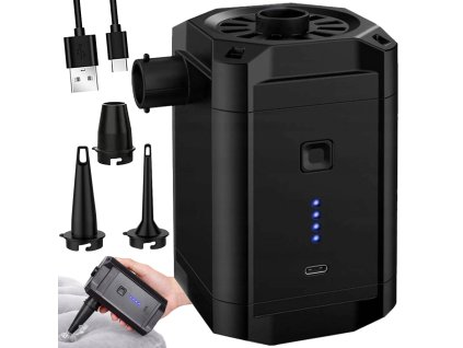 ELEKTRICKÁ AKUMULÁTOROVÁ PUMPA PRO NAFUKOVACÍ MATRACI 3 KONCOVKY BIWAK LED