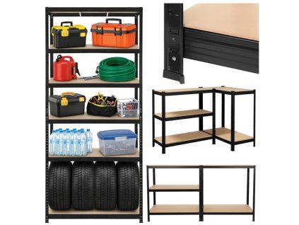 Úložný regál - černý 220x100x45 Bigstreen