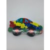 Dřevěné puzzle auto s tištěnými čísly a písmenky - barevné