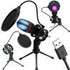 Studiový mikrofon usb rgb stativ pro počítačový stream herní kardioida