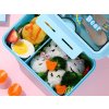 Lunchbox na oběd s příbory a láhví sada - modrý medvídek