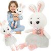 Plyšový králíček Kruzzel 45 cm, bílo-růžový