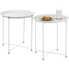 Kulatý kovový skládací konferenční stolek s podnosem pro balkon terasu podkroví bílý