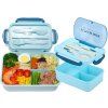 Lunchbox – modrý snídaňový box s přihrádkami a příbory
