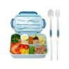 Lunchbox – modrý snídaňový box s přihrádkami a příbory