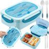 Lunchbox – modrý snídaňový box s přihrádkami a příbory
