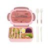 Lunchbox – růžový snídaňový box s přihrádkami a příbory