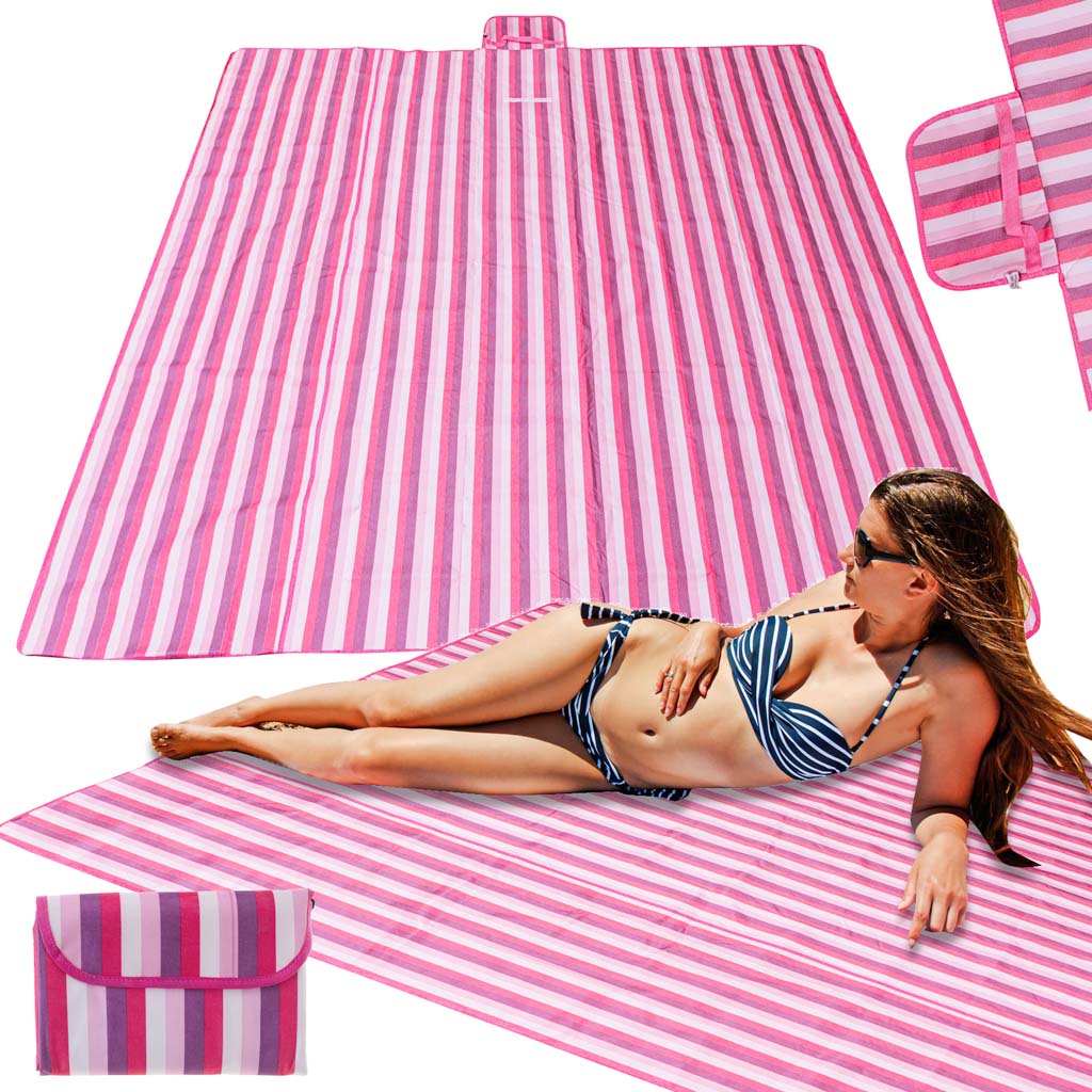 Levně KIK KX4991 Plážová podložka Plážová pikniková deka 200x200cm růžová
