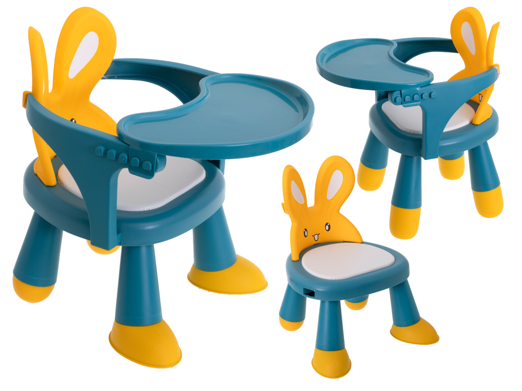 KIK KX5846 Dětská židlička na krmení modro žlutá