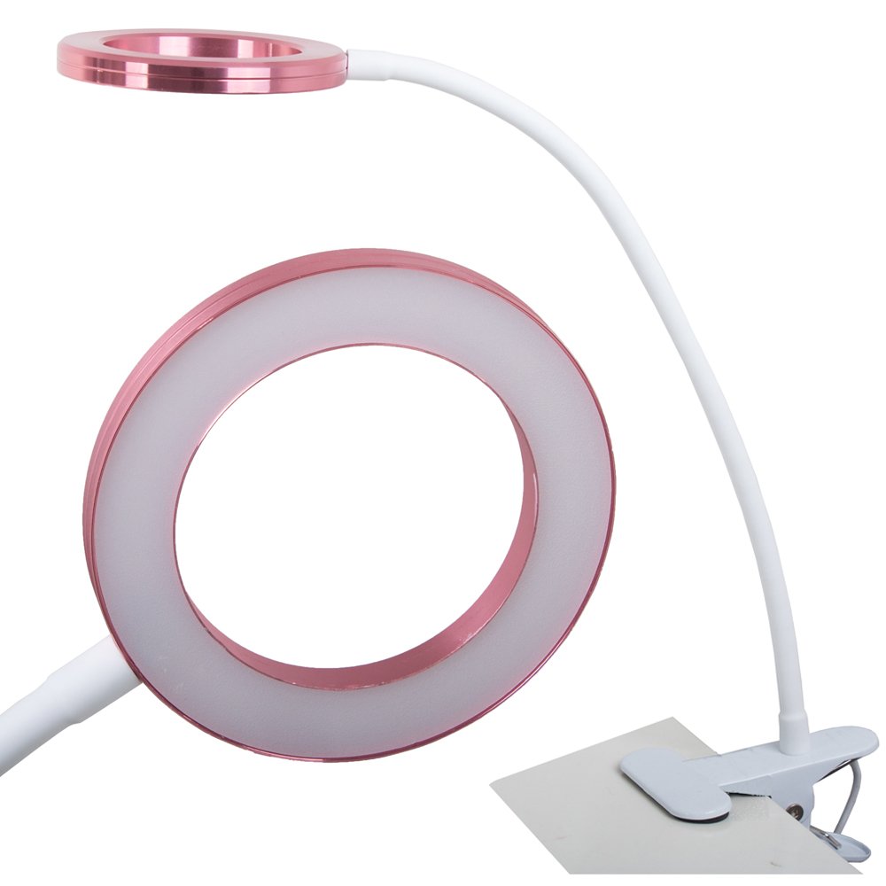 Levně Verk 15754 Lampa s klipem USB 24 LED bílo růžová