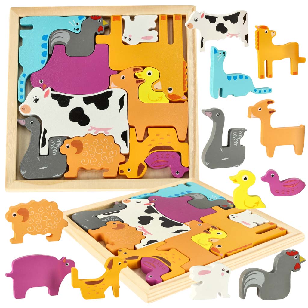 Levně KIK KX5313_1 Dřevěné puzzle zvířata