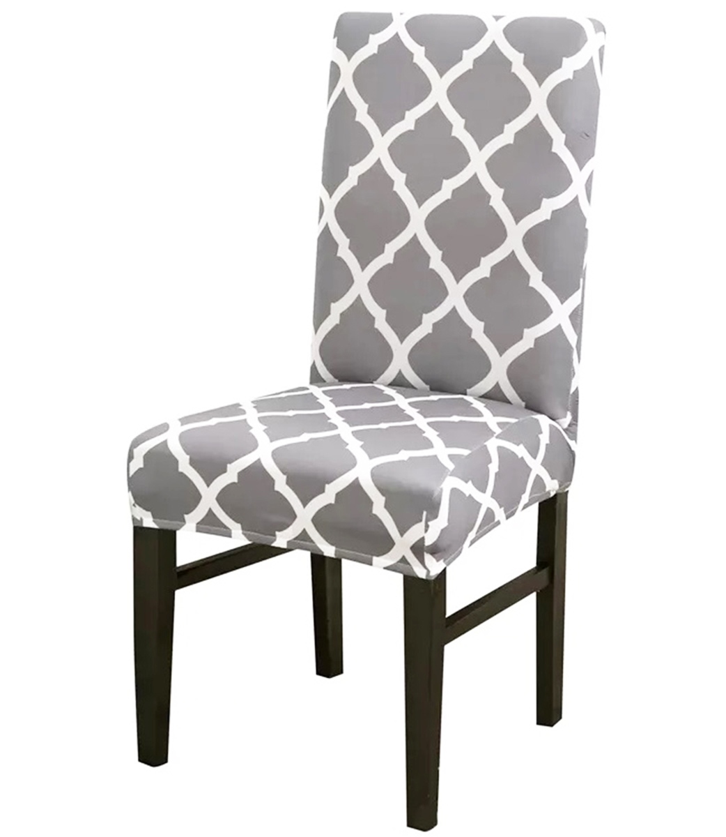 Levně Daalo Elastický potah na židli vzor šedá/bílá