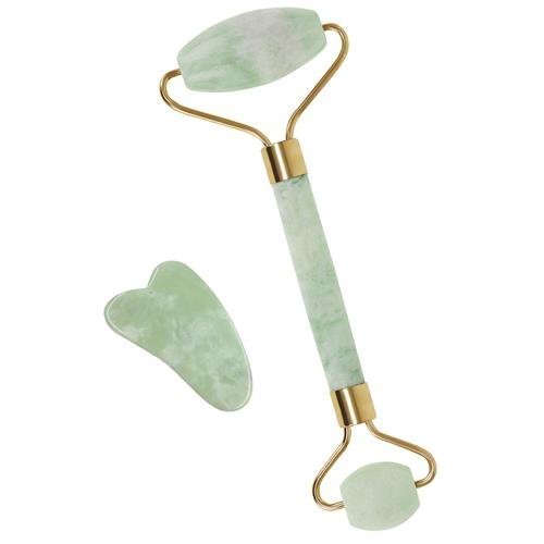 ISO 8657 Masážní set váleček Jade Roller a kámen Gua Sha