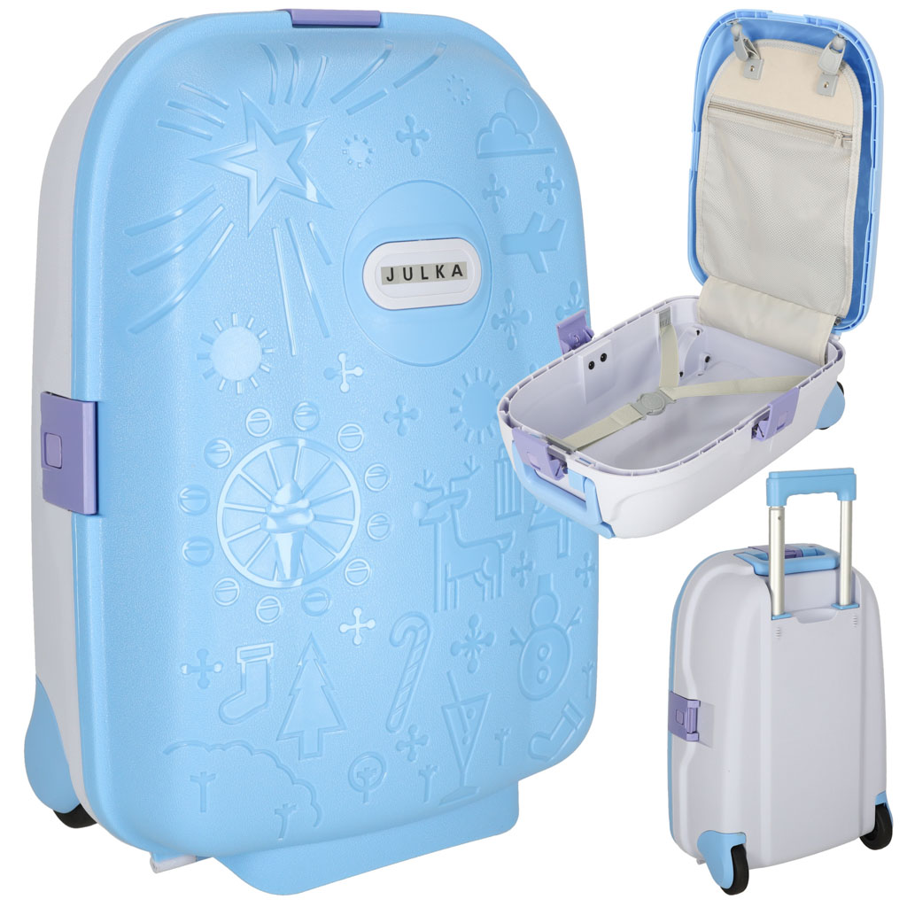 Levně KIK KX3964 Dětský cestovní kufr na kolečkách, příruční zavazadlo modrý AKCE
