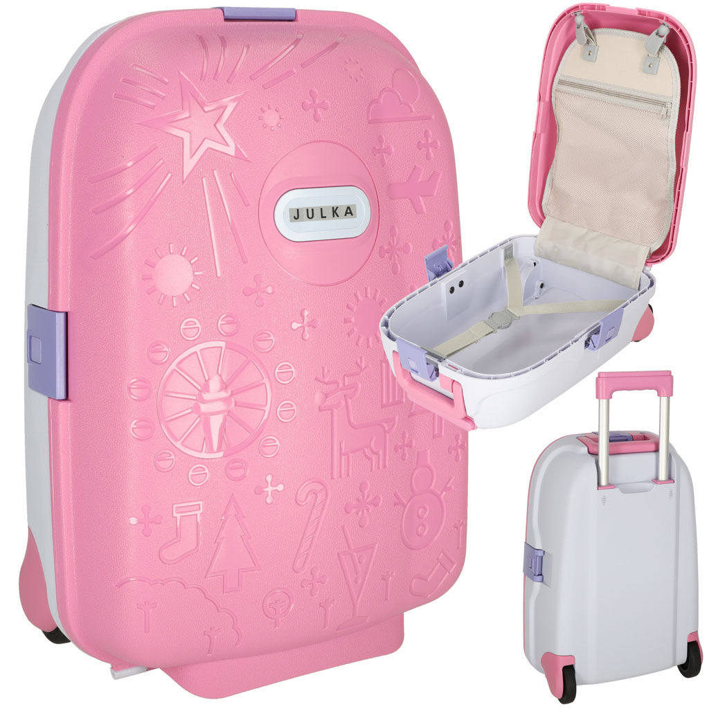 Levně KIK KX3964_1 Dětský cestovní kufr na kolečkách, příruční zavazadlo, růžový AKCE