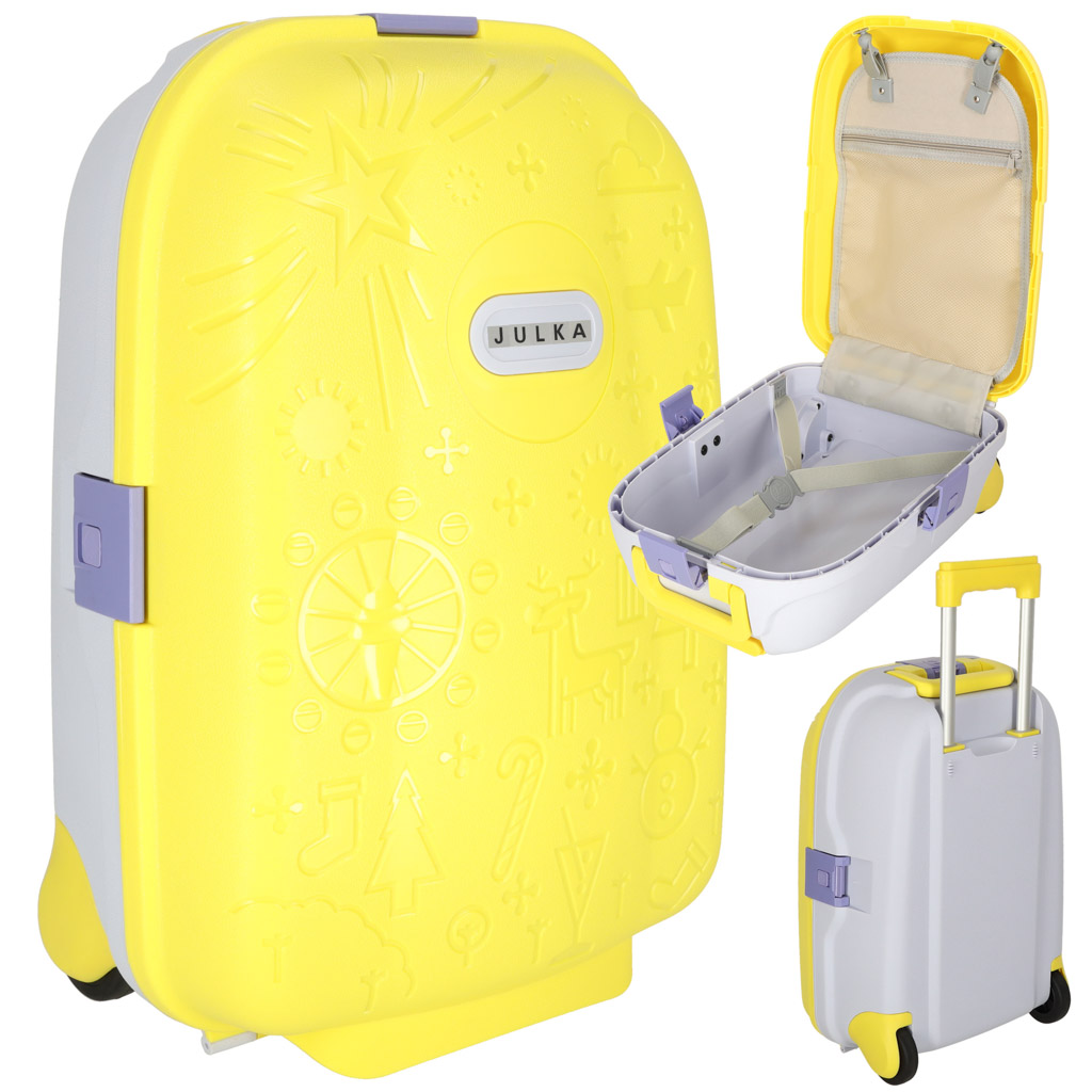 Levně KIK KX3964_2 Dětský cestovní kufr na kolečkách, příruční zavazadlo žlutý AKCE