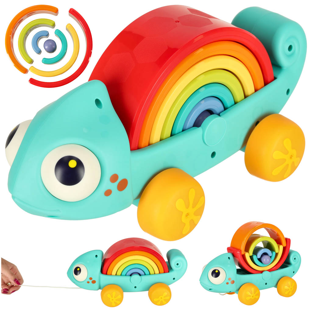 Levně KIK KX4286 Chameleon sorter montessori puzzle bloky na tahání