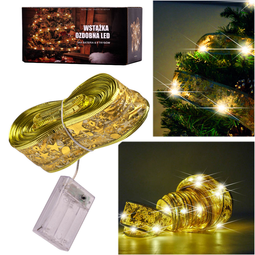 KIK KX4352 Stuha dekorativní LED pásek 10m 100LED vánoční stromek světla vánoční dekorace teplá bílá s bateriemi AKCE