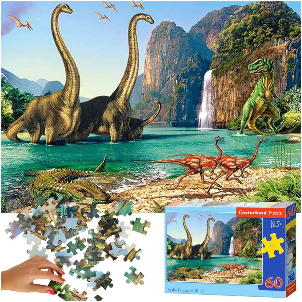 Levně KIK KX4581 CASTORLAND Puzzle 60el. Ve světě dinosaurů 5+