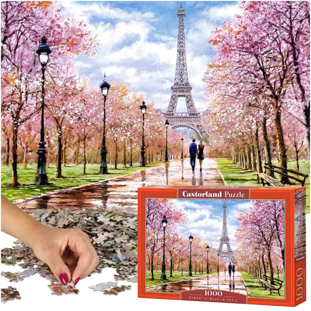 KIK KX4739 CASTORLAND Puzzle 1000 dílků Romantická procházka v Paříži 68x47cm AKCE