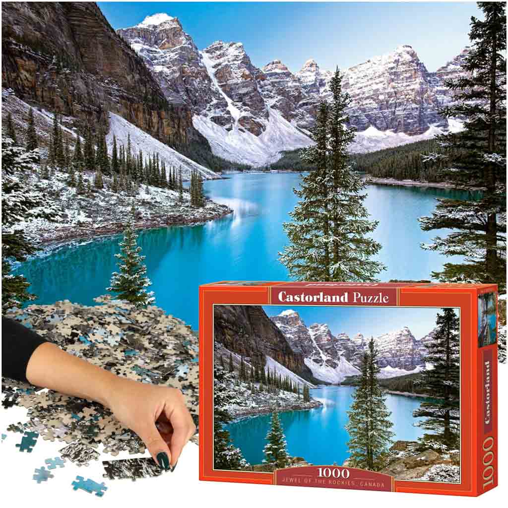 KIK KX4782 CASTORLAND Puzzle 1000el. Klenot Skalistých hor, Kanada - Kanadské jezero AKCE