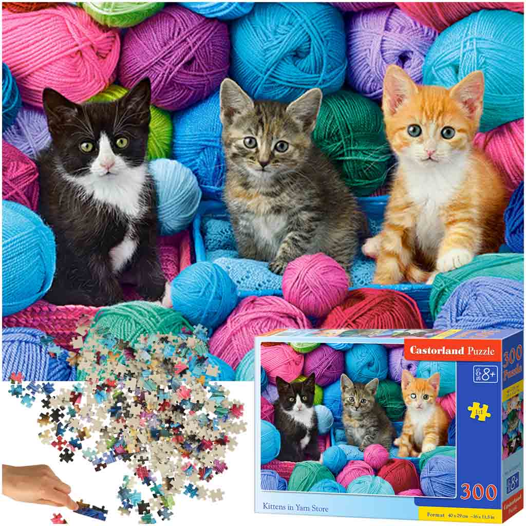 KIK KX4788 CASTORLAND Puzzle 300el. Koťata v obchodě s přízí - Koťata ve vlně AKCE