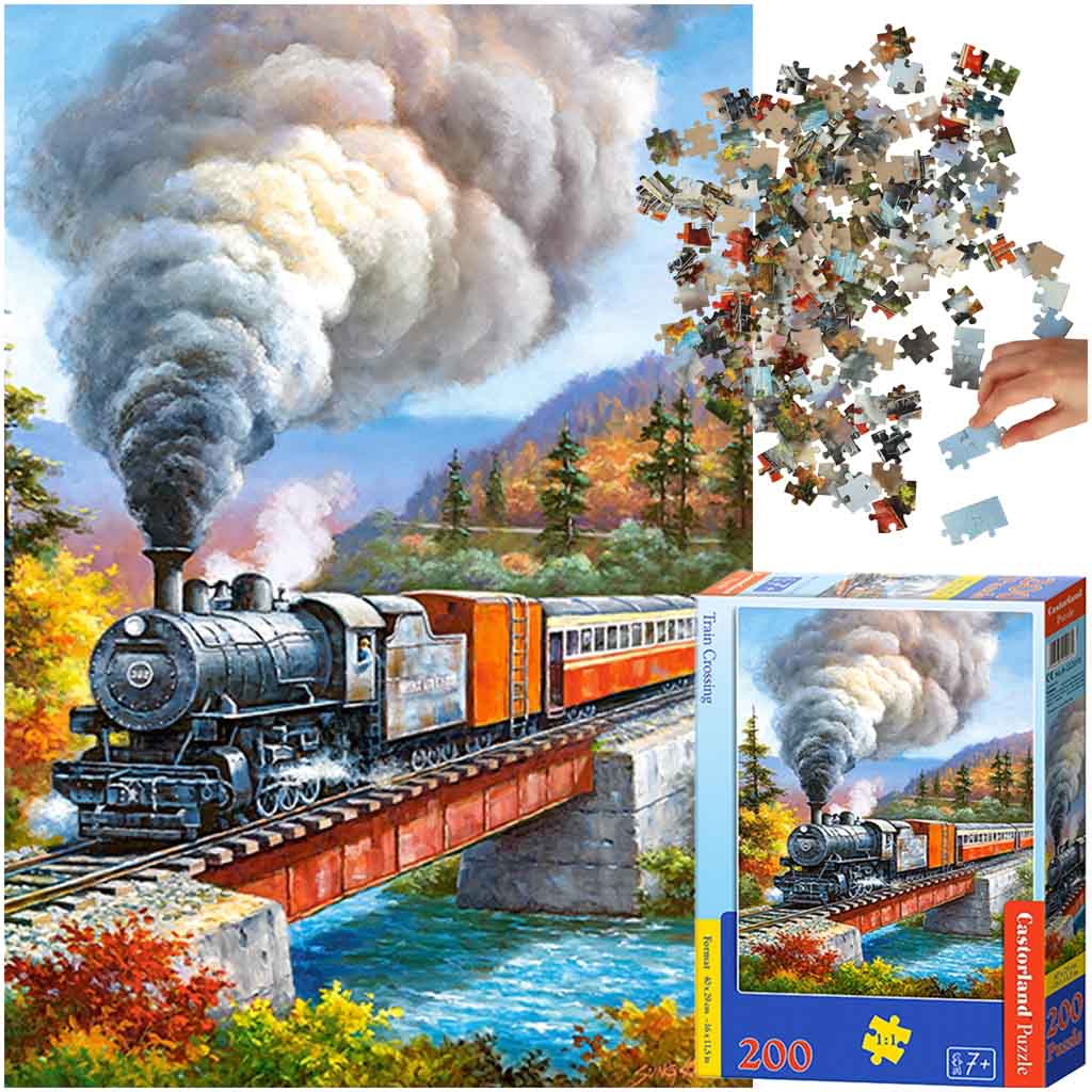 Levně KIK KX4791 CASTORLAND Puzzle 200el. Vlakový přejezd - vlak