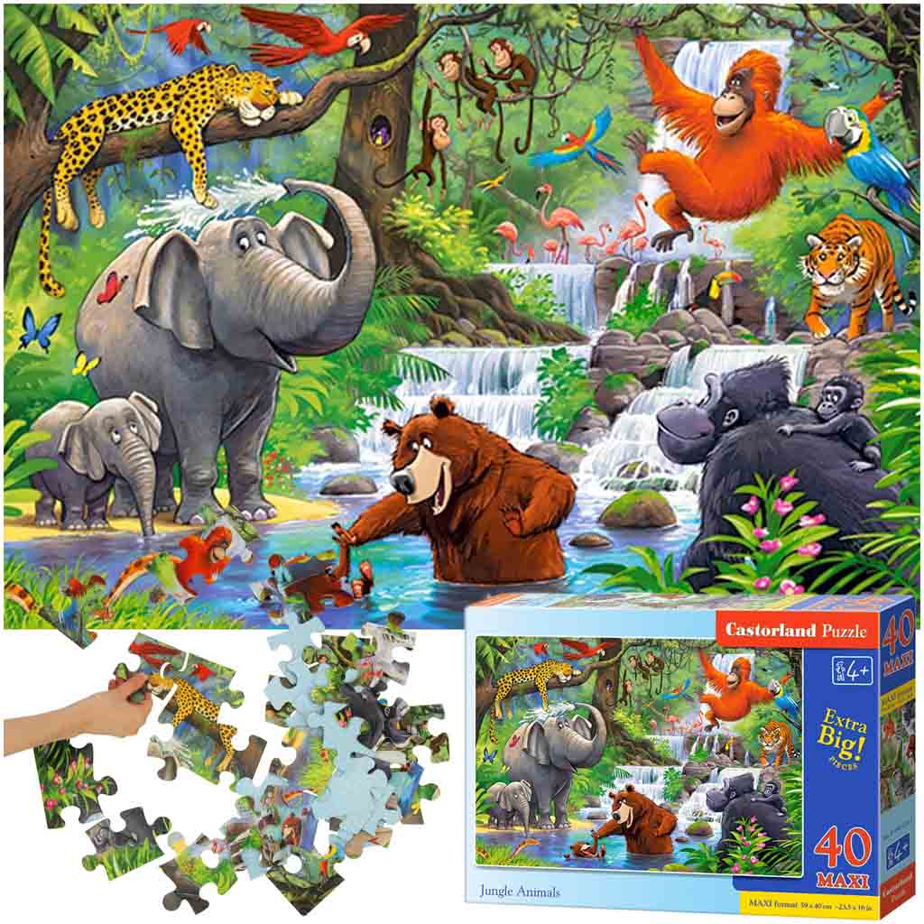KIK KX4792 CASTORLAND Puzzle 40el. Maxi Jungle Animals - Zvířata v džungli AKCE