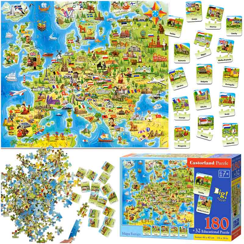 Levně KIK KX4796 CASTORLAND Vzdělávací puzzle mapa Evropy