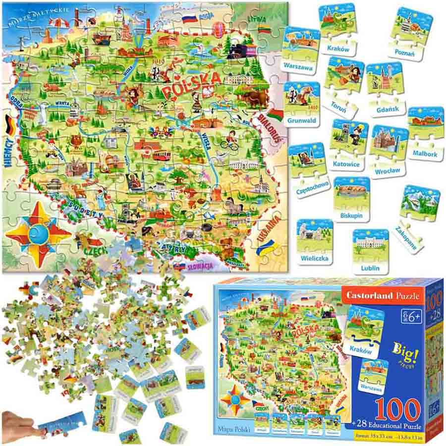 KIK KX4797 CASTORLAND Vzdělávací puzzle mapa Polska AKCE