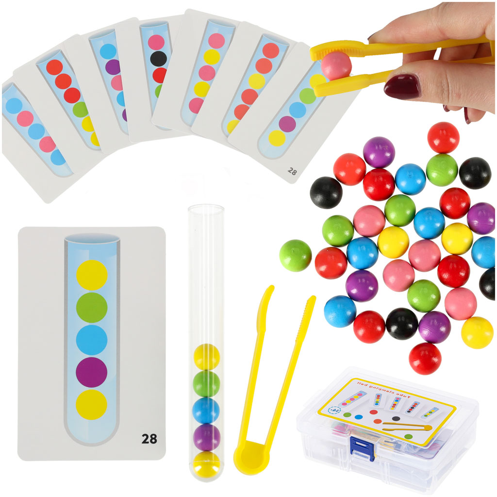 Levně KIK KX5297 Vzdělávací puzzle barevné montessori kuličky AKCE