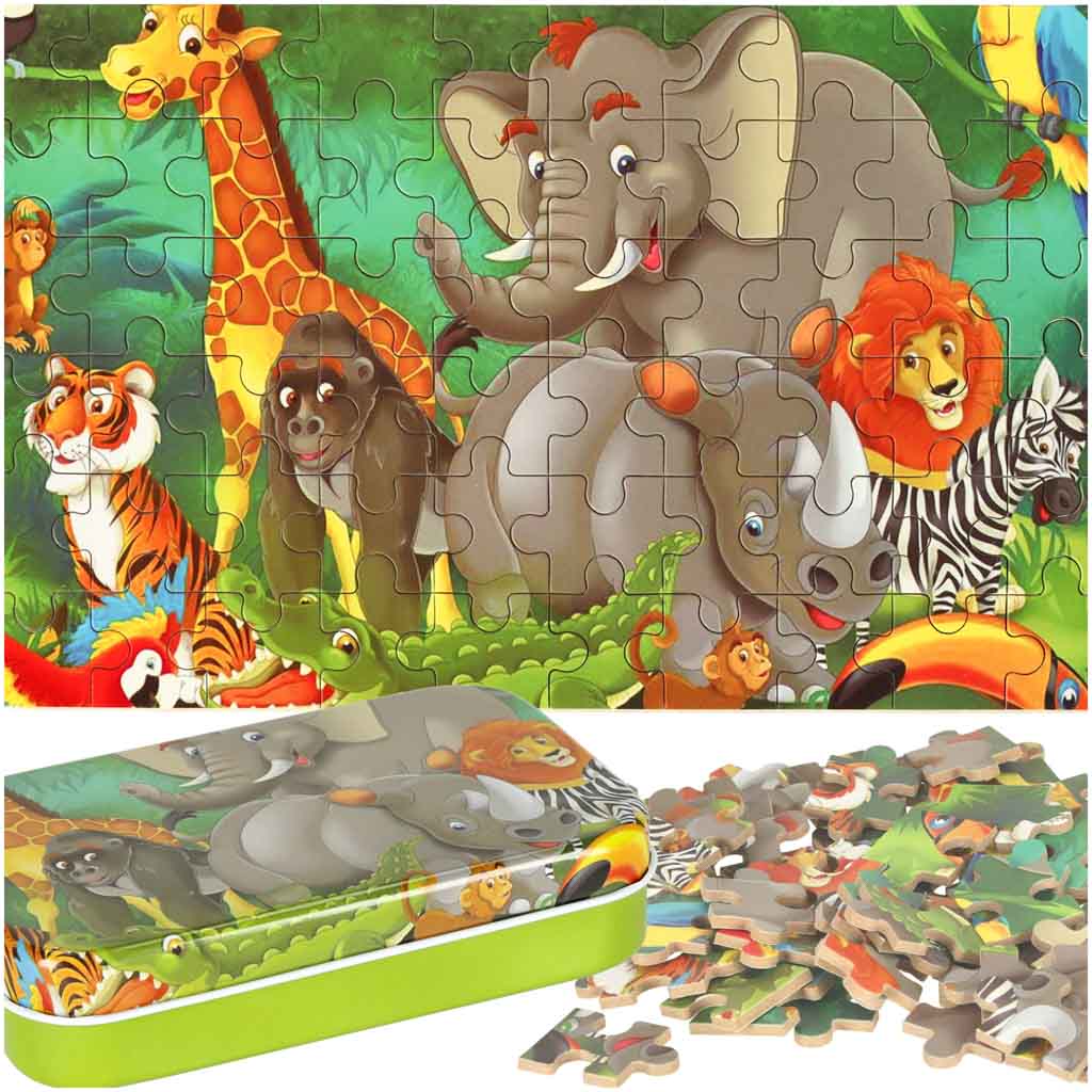 Levně KIK KX5298_1 Dřevěné pohádkové puzzle slon 60el