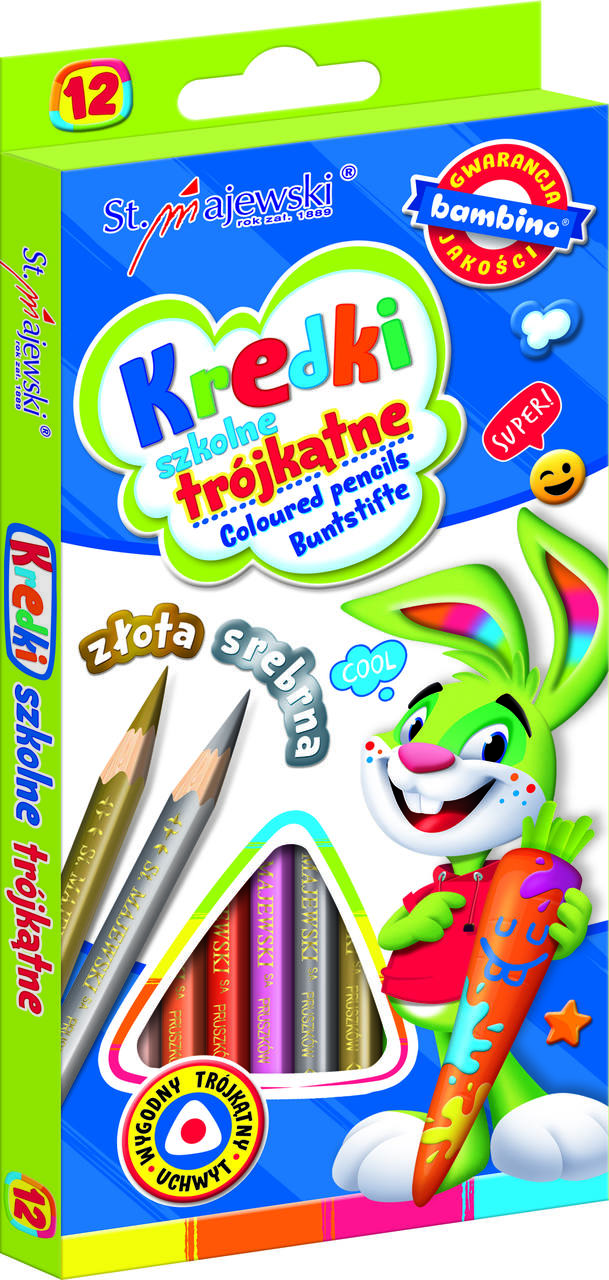 KIK KX5486 BAMBINO Školní trojhranné tužky 12 barev