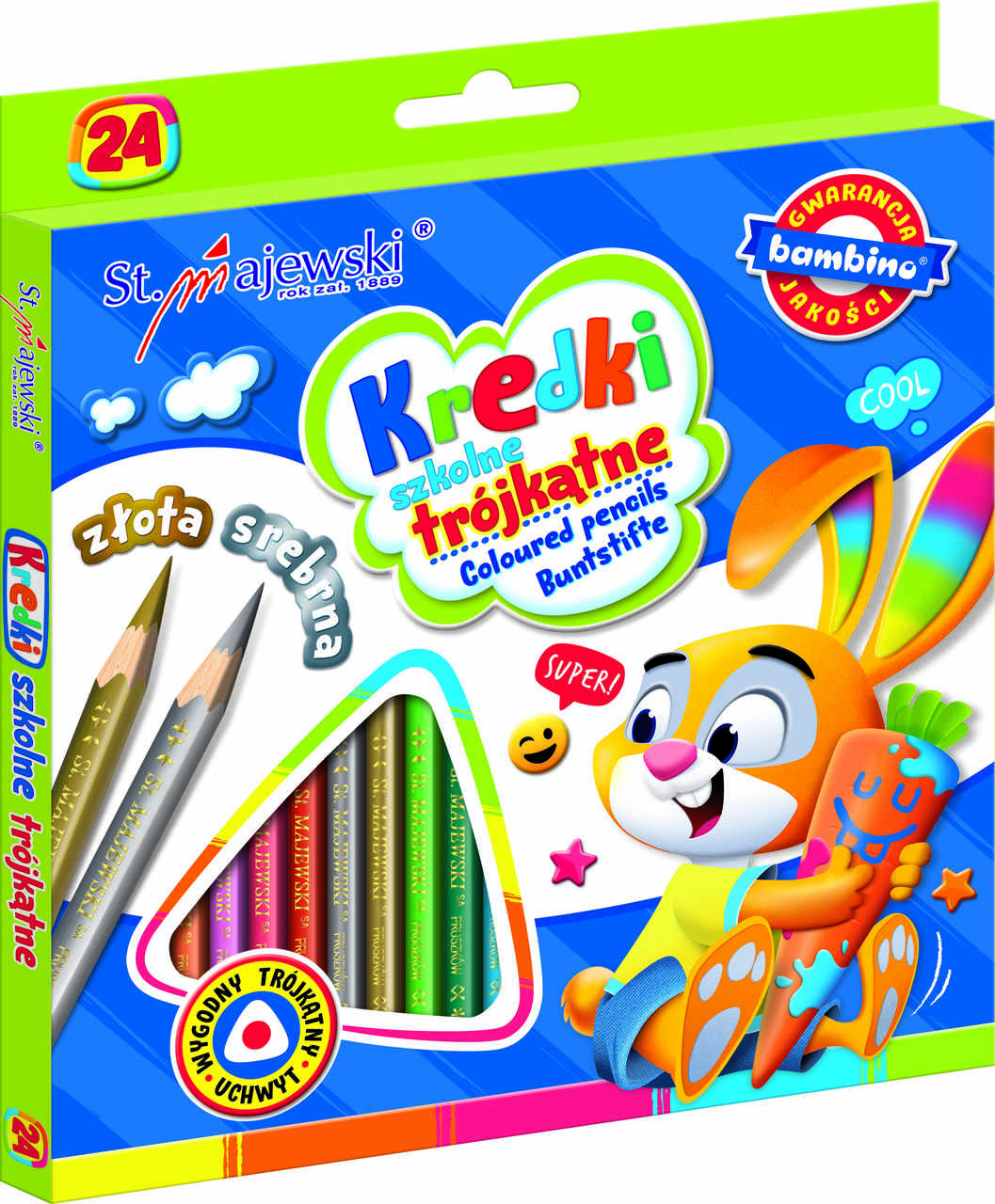 KIK KX5486_1 BAMBINO Školní trojhranné tužky 24 barev AKCE