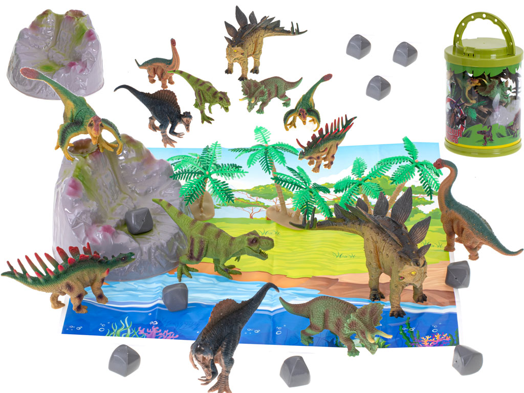 KIK KX5840 Figurky zvířat dinosaurů 7ks + sada podložky a příslušenství AKCE