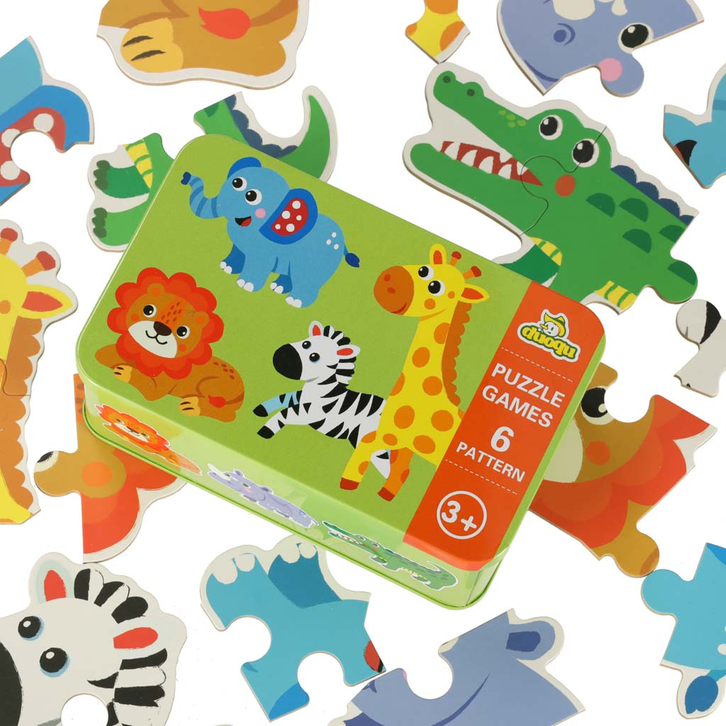 KIK KX6015 Puzzle v plechovce safari zvířata 25 puzzle