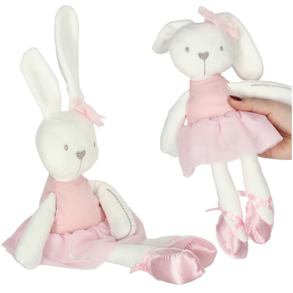 KIK KX7613 Plyšový maskot králík v růžových šatech 42cm AKCE