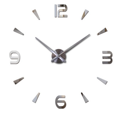 Levně KIK KX7846 Nástěnné hodiny velké 80-120cm stříbrné 4 číslice AKCE