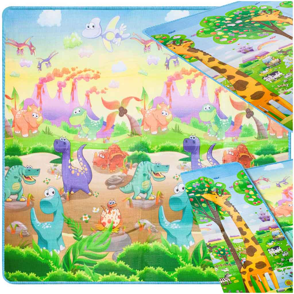 Levně KIK KX8040 Vzdělávací oboustranná pěnová podložka ZOO 200cm x 180cm x 0,5cm