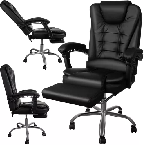Levně Malatec Kancelářská židle s podnožkou - černá 23286 AKCE