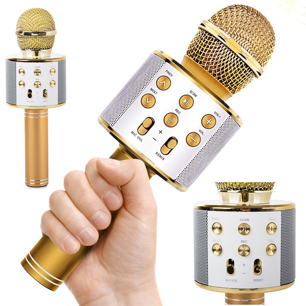 Levně Verk 01377_ZŁ Bezdrátový mikrofon bluetooth reproduktor karaoke hlasový modulátor kruhový