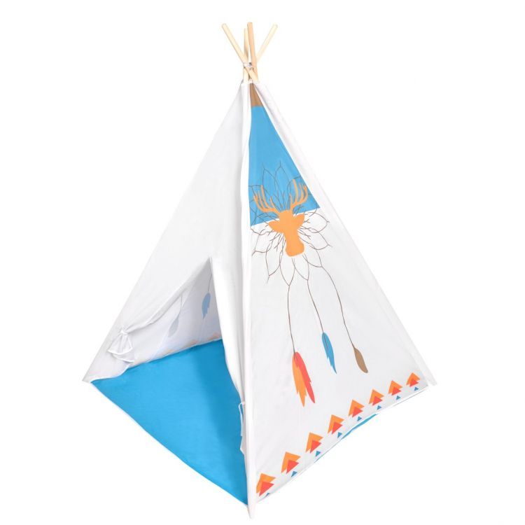 EcoToys Dětský indiánský stan Teepee - bílo-modrý, 8177