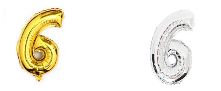 Levně KIK Nafukovací balónek Číslice 6 - 40cm stříbrná, KX6813_6