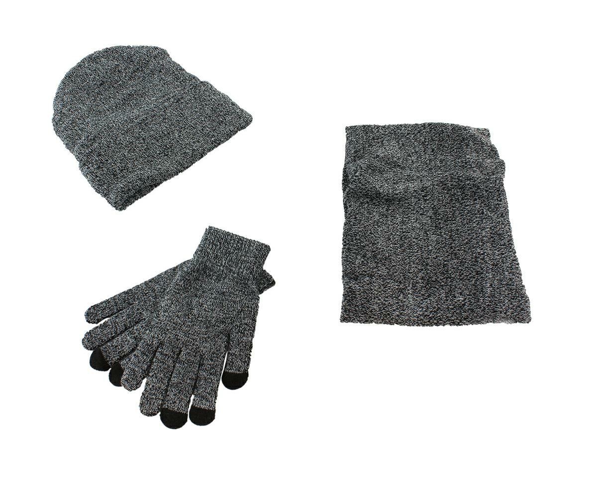 APT Set čepice nákrčník rukavice, šedá melánž, BQ52C