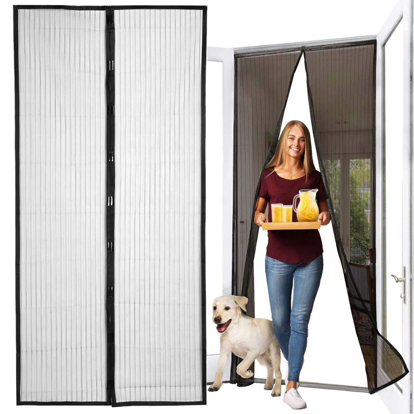 ISO 12523 Dvoudílná dveřní moskytiéra 100x220cm - černá