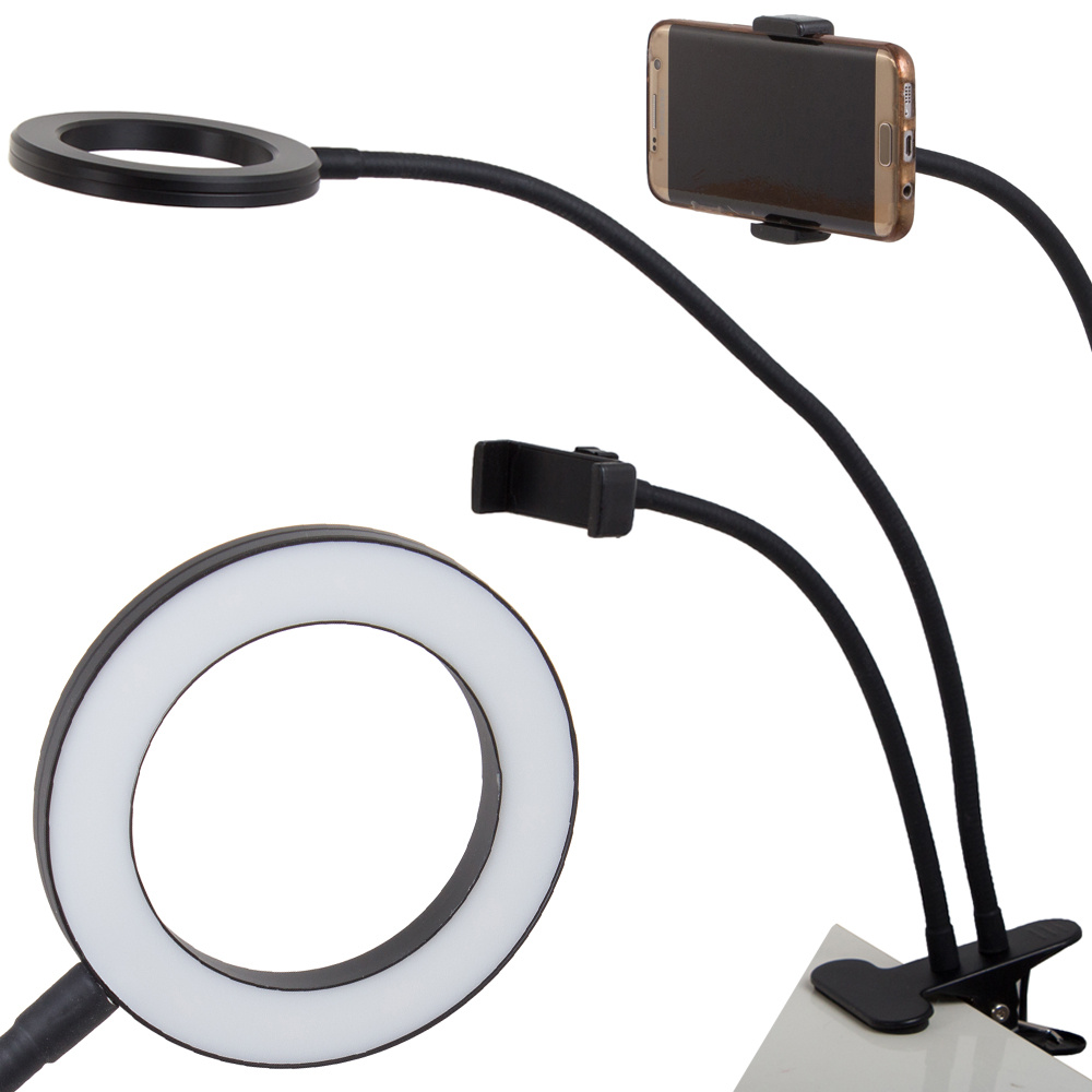 Levně Verk 15751 Stolní LED lampa s držákem na telefon - černá