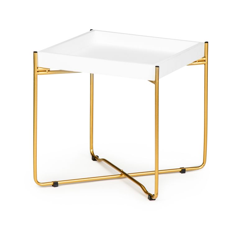 Levně ModernHome Odkládací stolek - bílo-zlatý, FH-CFT200055