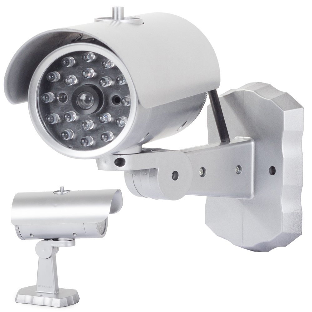 Verk 13006 Atrapa bezpečnostní kamery s LED IR diodou - stříbrná