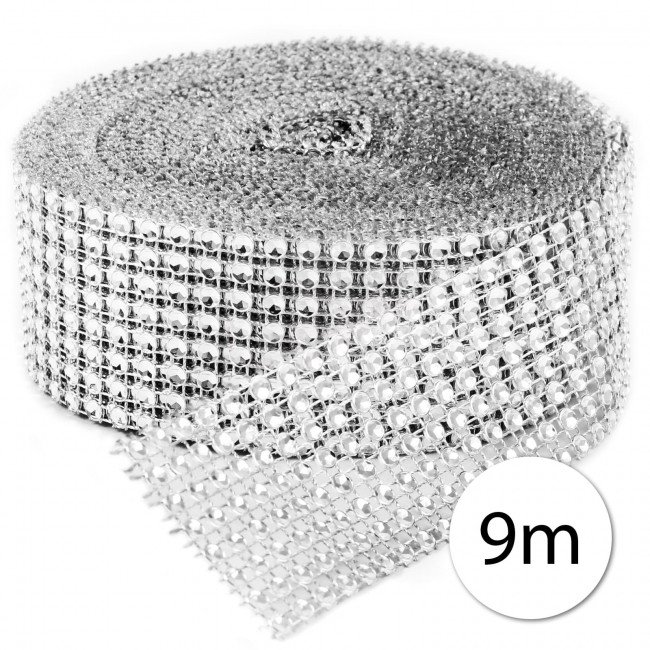 APT AG715 Diamantová dekorativní páska 9 m - stříbrná