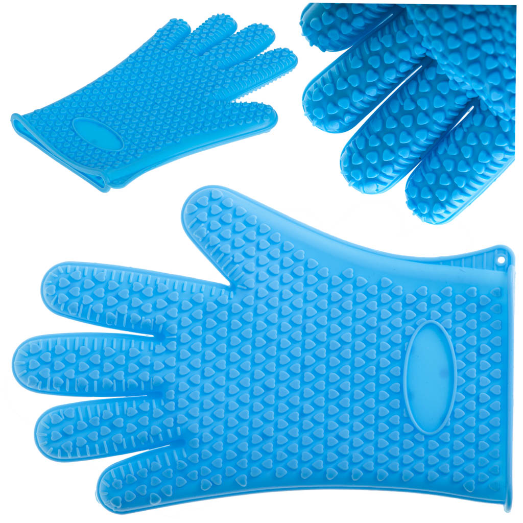 Levně KIK KX5214_1 Silikonová kuchyňská rukavice - modrá